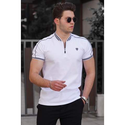 Madmext Men White Polo T-shirt 9281 - Beyaz