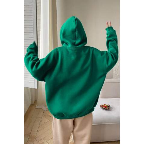 Yeşil Kapüşonlu Oversize Sweatshirt MG1566 - Yeşil