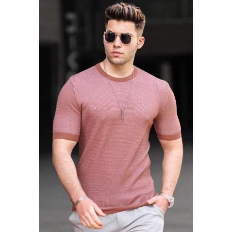 Madmext Men Knitted Brown T-shirt 5076 - Kahverengi