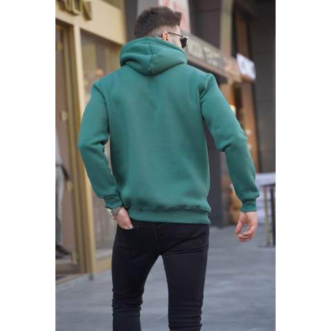 Green Printed Hoodie Sweatshirt 5898 - Yeşil