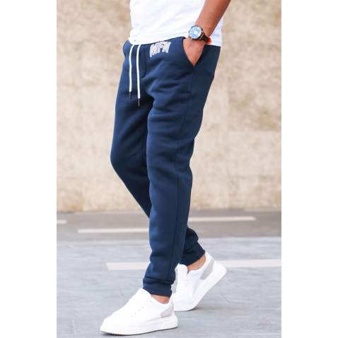 Madmext 3-Thread Fleece Navy Blue Sweatpants For Men 5427 - Lacivert