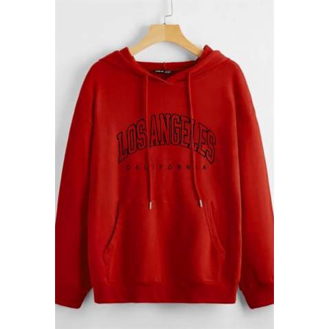 Mad Girls Red Printed Sweatshirt MG810 - Kırmızı