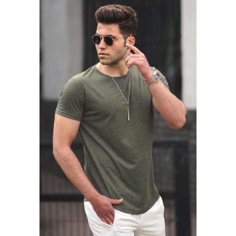 Madmext Men Plain Khaki T-shirt 4055 - Haki