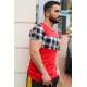 Madmext Red Plaid T-shirt for Men 3004 - Kırmızı