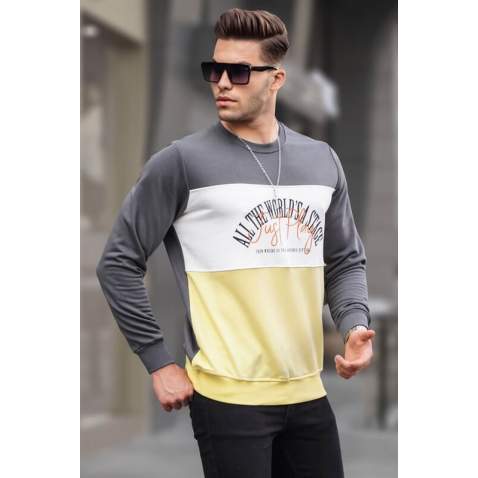 Smoke Gray Printed Sweatshirt 6013 - Füme