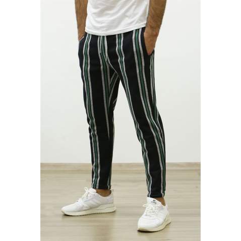 Madmext Black-Khaki Striped Sweatpants 4086 - Haki