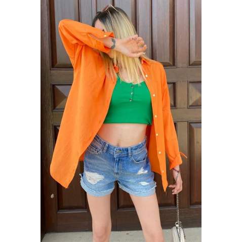 Mad Girls Oversize Orange Shirt MG1369 - Turuncu