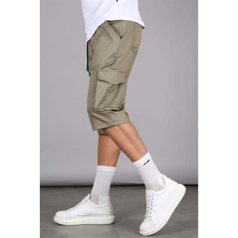 Khaki Capri Shorts with Cargo Pockets 5473 - Haki