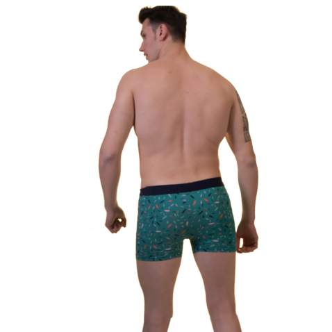 Yeşil Desenli Esnek Erkek Boxer Brief Rahat Boxer Şort