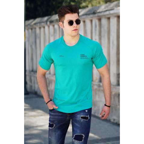 Madmext Turquoise Printed T-shirt for Men 4632 - Turkuaz