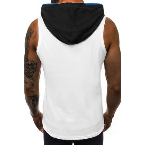 Madmext Men Sleeveless White Hoodie 2897 - Beyaz