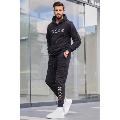 Madmext Men Printed Black Tracksuit 5298 - Siyah