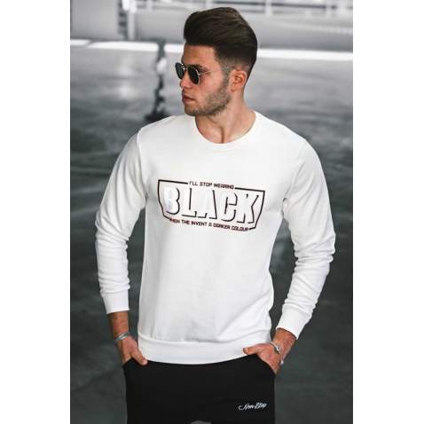 Madmext Ecru Printed Men Sweatshirt 4755 - Ekru