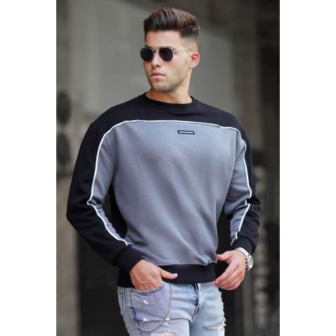 Madmext Men Crewneck Black Sweatshirt 5296 - Siyah