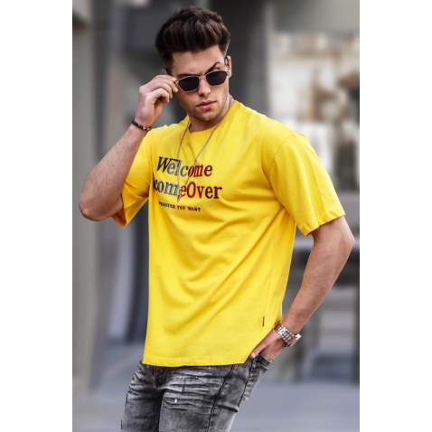 Madmext Yellow Printed T-shirt for Men 4960 - Sarı