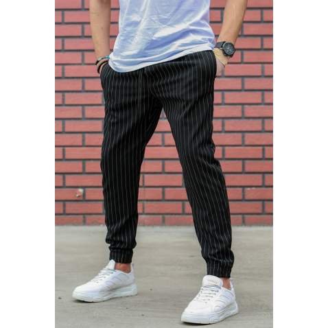 Madmext Black Striped Trouser Mad4084 - Siyah