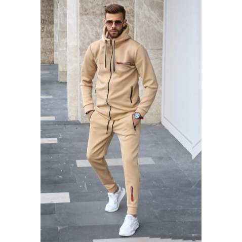 Madmext Beige Tracksuit For Men 5423 - Bej