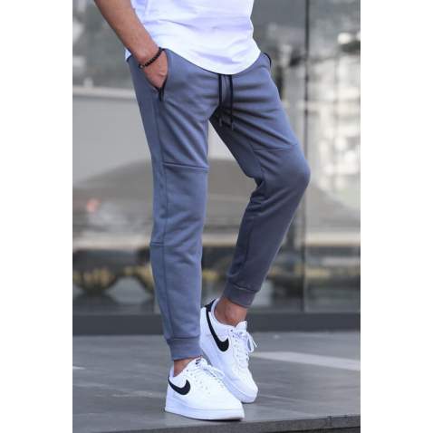 Men Smoke Gray Basic Jogger Trousers - Füme