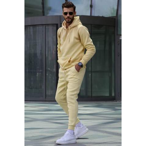 Yellow Hoodie Basic Tracksuit 5905 - Sarı