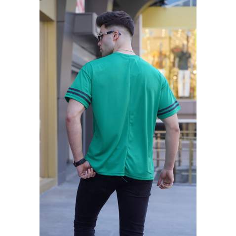 Men Printed Green Oversize T-Shirt 5845 - Yeşil