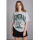 Mad Girls Printed Gray T-shirt Mg1122 - Gri