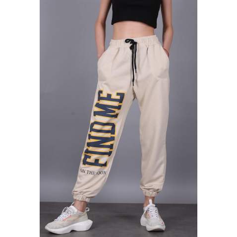 Mad Girls Beige Sweatpants MG1101 - Bej