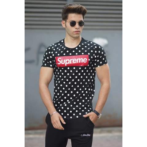 Madmext Black Patterned T-shirt 2640 - Siyah