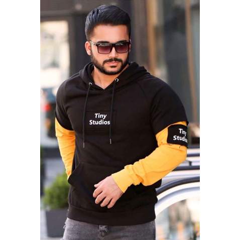 Madmext Black Two Tone Hoodie 4149 - Siyah