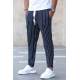 Madmext Navy Blue Striped Sweatpants 4817 - Lacivert