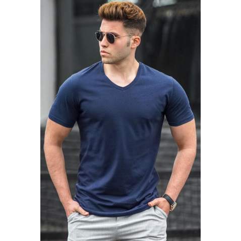 Madmext Men Navy Blue T-shirt 5281 - Lacivert