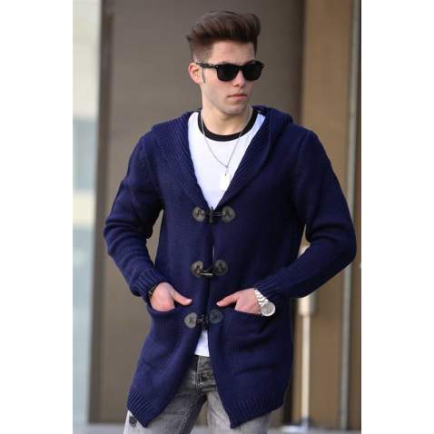 Madmect Navy Blue Cardigan with Hooded 2802 - Lacivert