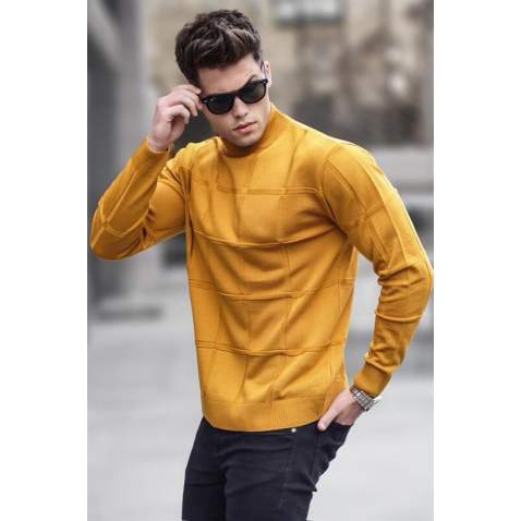 Mustard Turtleneck Knitwear Sweater 5784 - Hardal