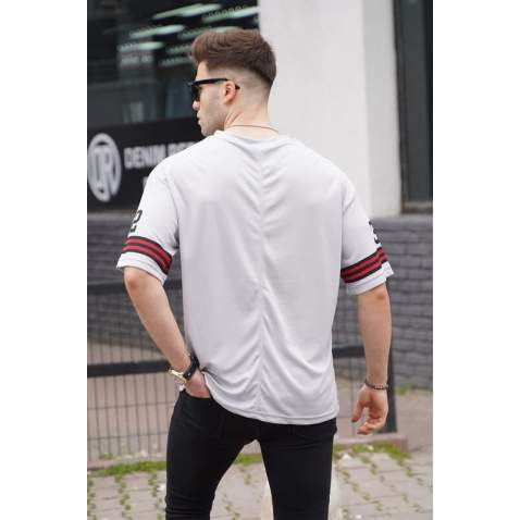 Men Printed Dye Gray Oversize T-Shirt - Boyalı gri