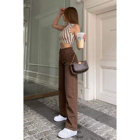 Mad Girls Brown Palazzo Jeans Mg1247 - Kahverengi