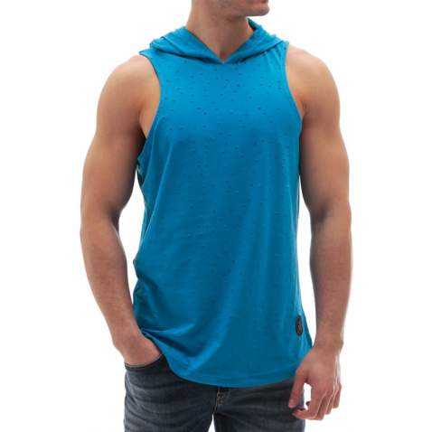 Sleeveless T-Shirt In Hooded turquoise 2893 - Turkuaz