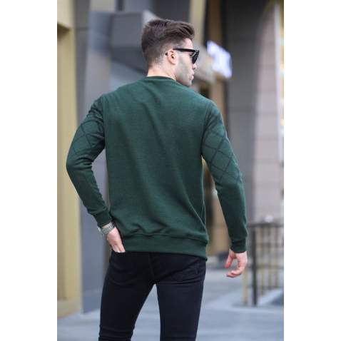 Emerald Green Designed Knitwear Sweater 6019 - Nefti yeşil