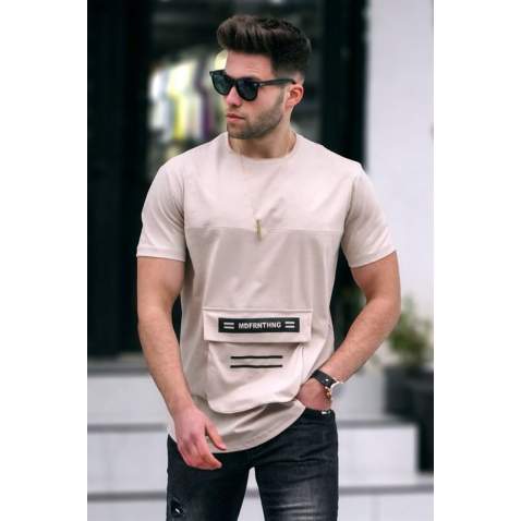 Madmext Men Printed Beige T-Shirt 5359 - Bej