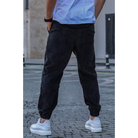 Men Black Velvet Sweatpants 5466 - Siyah