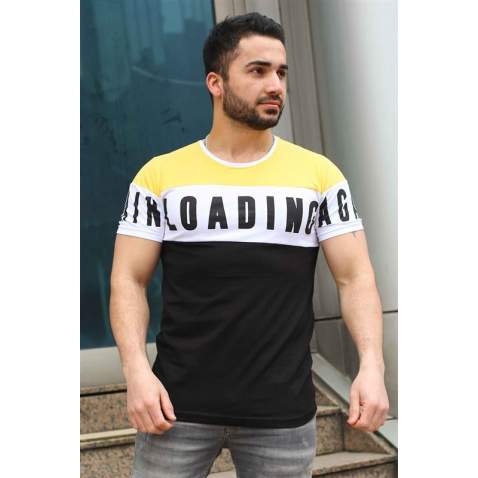 Madmext Yellow Printed T-shirt for Men 2974 - Siyah