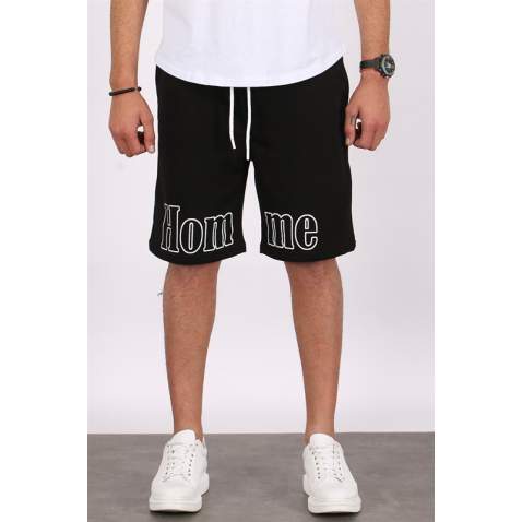 Madmext Men Printed Black Capri Shorts 5439 - Siyah