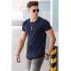 Madmext Navy Blue Basic T-shirt for Men 4465 - Lacivert