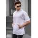 Men White Oversize Hoodie T-Shirt 5853 - Beyaz