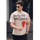 Madmext Men Printed Beige T-shirt 5263 - Bej