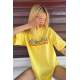 Women Printed Oversize Yellow T-Shirt - Sarı