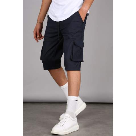 Navy Blue Capri Shorts with Cargo Pockets 5473 - Lacivert