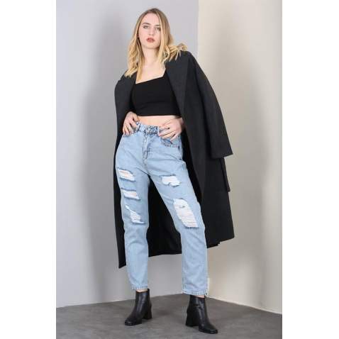 Mad Girls Blue Ripped Jeans MG1150 - Mavi