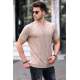 Madmext Men Button Up Beige T-Shirt 5831 - Bej