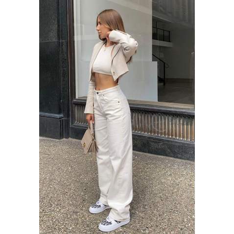 Mad Girls White Palazzo Jeans MG1330 - Beyaz