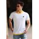 Madmext White Basic T-shirt with Hood for Men - Beyaz