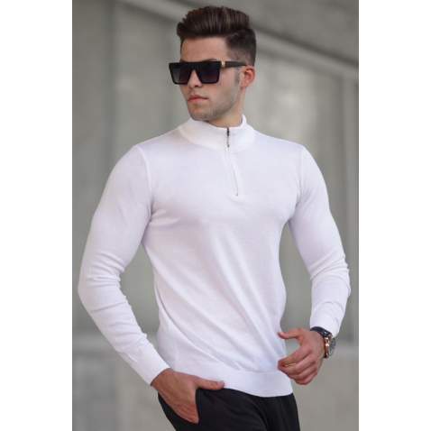 Madmext Men White Sweatshirt 5176 - Beyaz